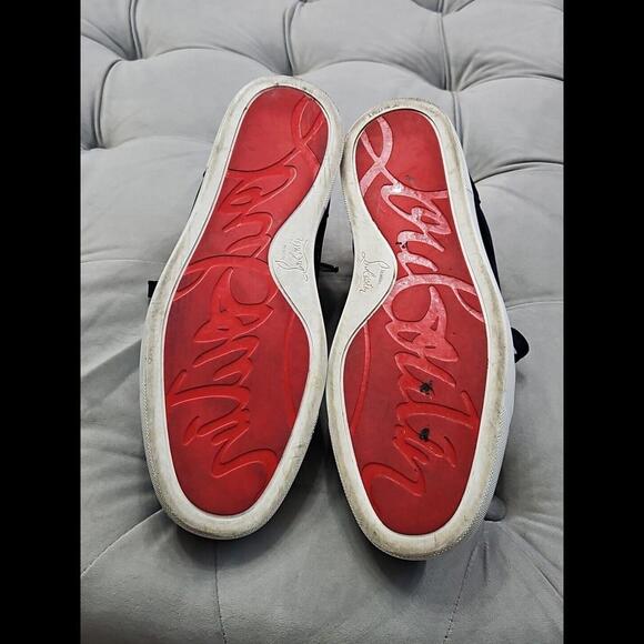 Christian Louboutin Navy Blue Velvet Lace Up Sneaker Flats Mens Shoes 42 9 - Picture 4 of 15